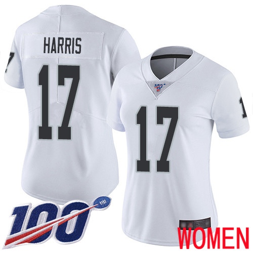Oakland Raiders Limited White Women Dwayne Harris Road Jersey NFL Football 17 100th Season Vapor Jersey